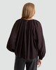 image 3 of F&F Lyocell Rich Gathered Long Sleeved Blouse in Brown