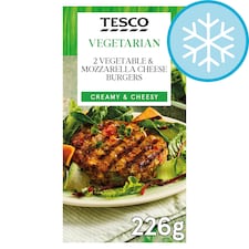 Tesco Vegetarian 2 Vegetable and Mozzarella Burgers 226g 