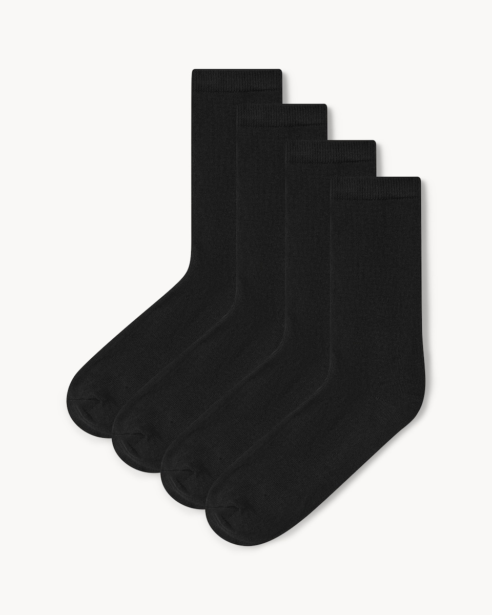 F&F 4-Pack Cotton Rich Ankle Socks in Black