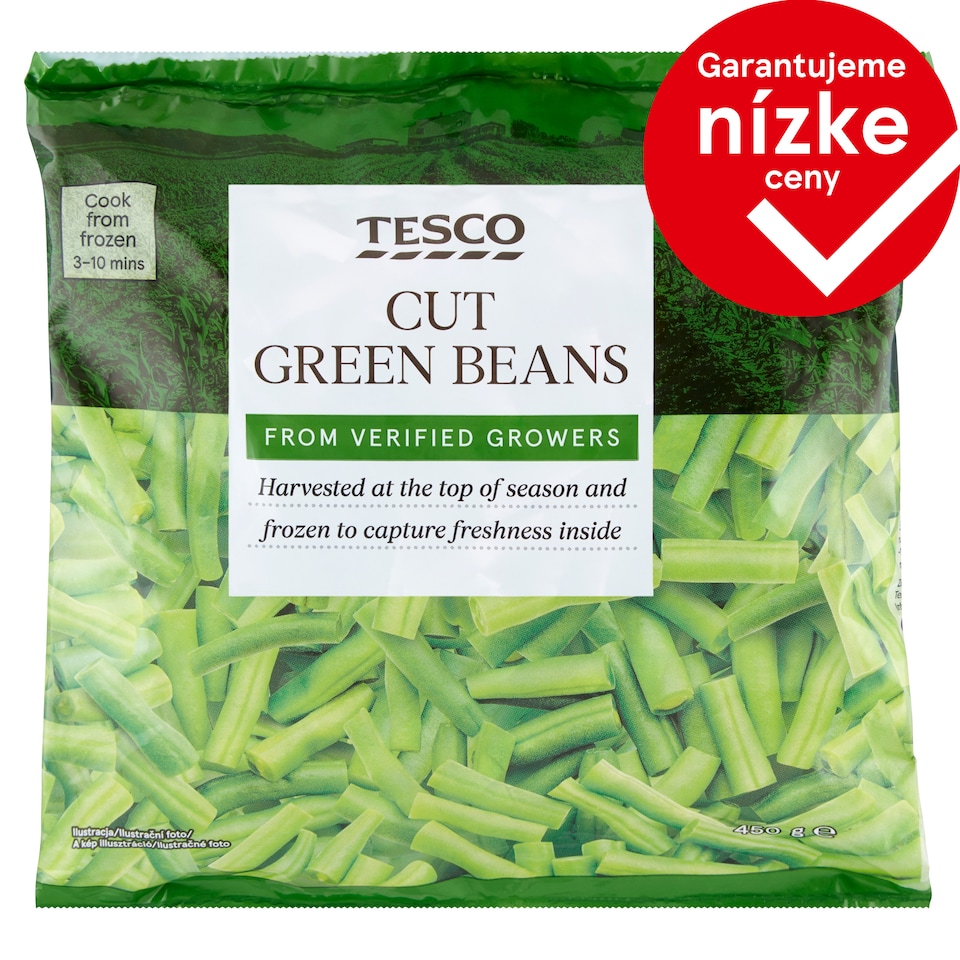 Tesco Zelené fazuľové struky krájané 450 g