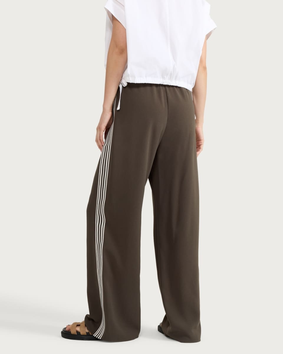 image 1 of F&F Side Stripe Wide Leg Trousers in Olive