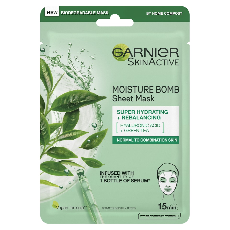 image 1 of Garnier Moisture Bomb Hydrating Face Mask Green Tea