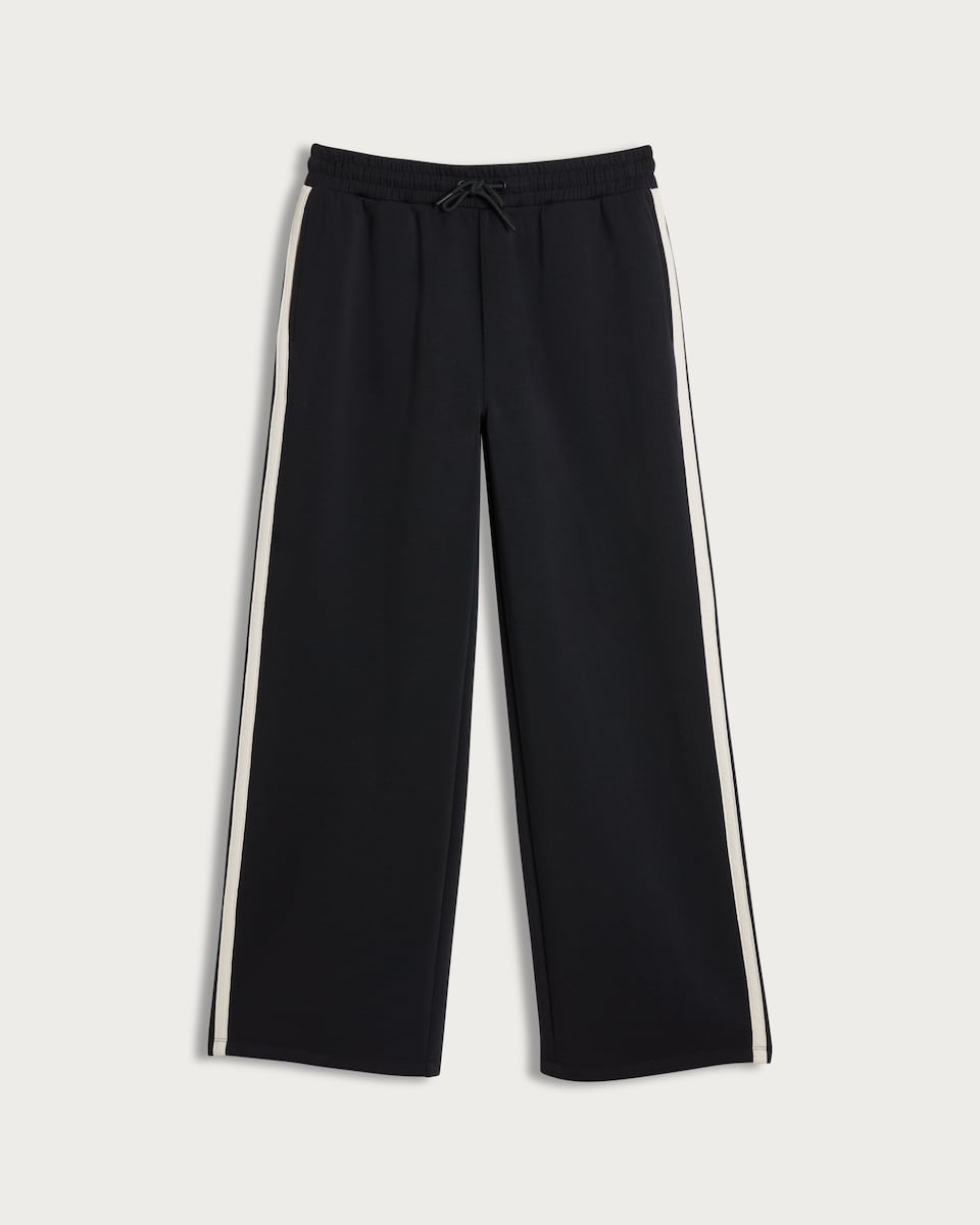 F&F Active Wide Leg Side Stripe Joggers in Black