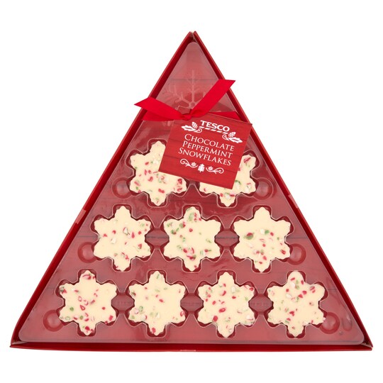 Tesco Chocolate Pepermint Snowflakes 120G