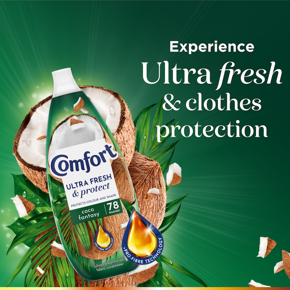image 1 of Comfort Ultra Fresh & Protect Coco Fantasy Fabric Conditioner 78 Washes 1170ml
