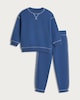 image 4 of F&F Boys 2-Piece Cotton Rich Contrast Stitch Sweatshirt and Joggers Set in Blue