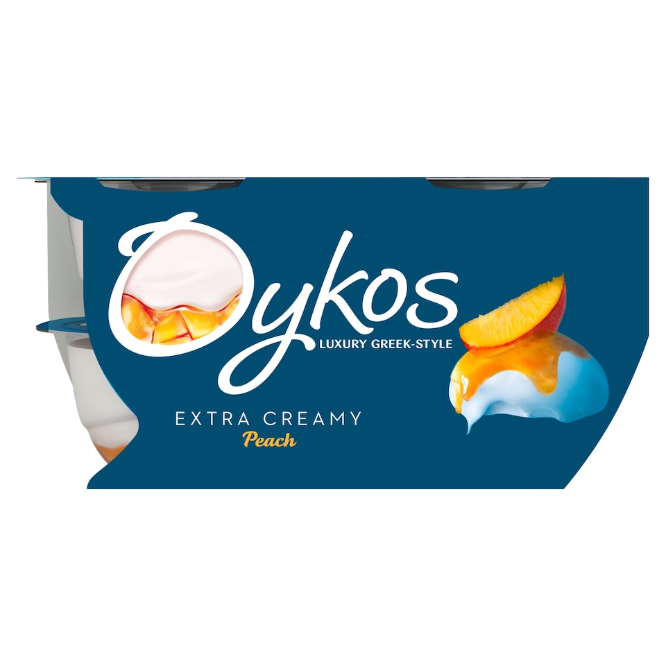 image 1 of Oykos Peach Luxury Greek Style Yoghurt Dessert 4x110g