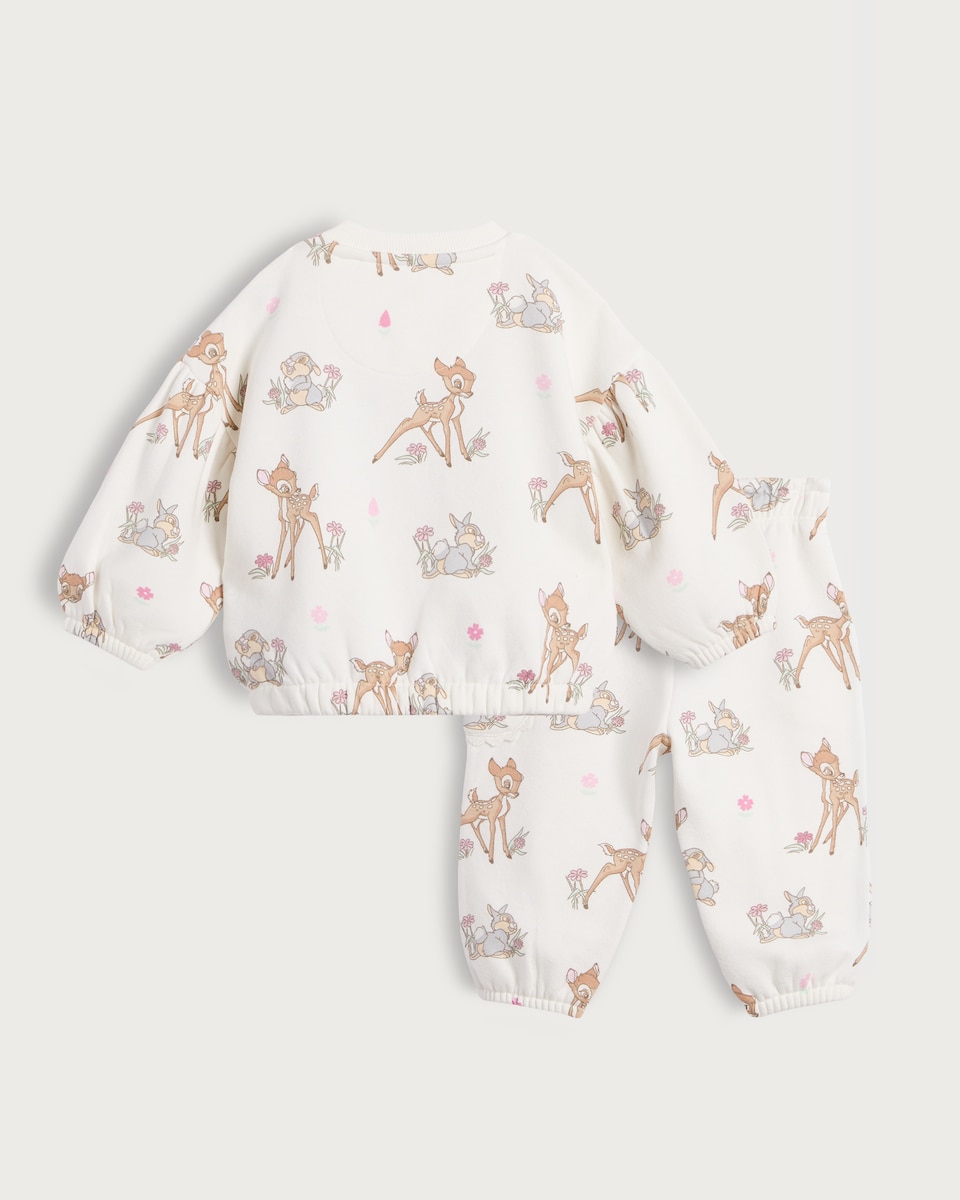 image 1 of Disney Bambi 2-Piece Cotton Rich Jumper and Joggers Set in White