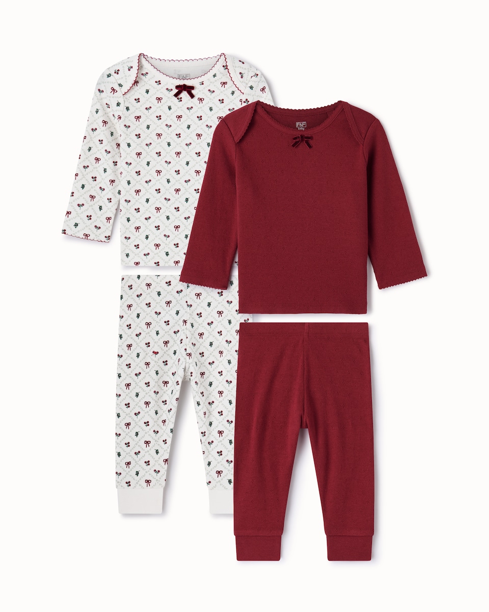 image 1 of Christmas Baby 2-Pack Pure Cotton Pyjama Sets in Red
