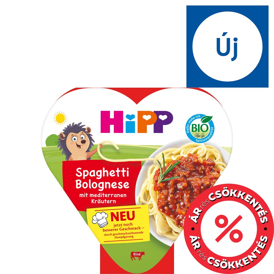Hipp bio bolognai spagetti mediterrán fűszerekkel 1 éves kortól 250 g