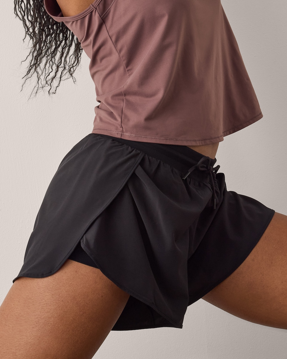 image 1 of F&F Active Drawstring Shorts in Black