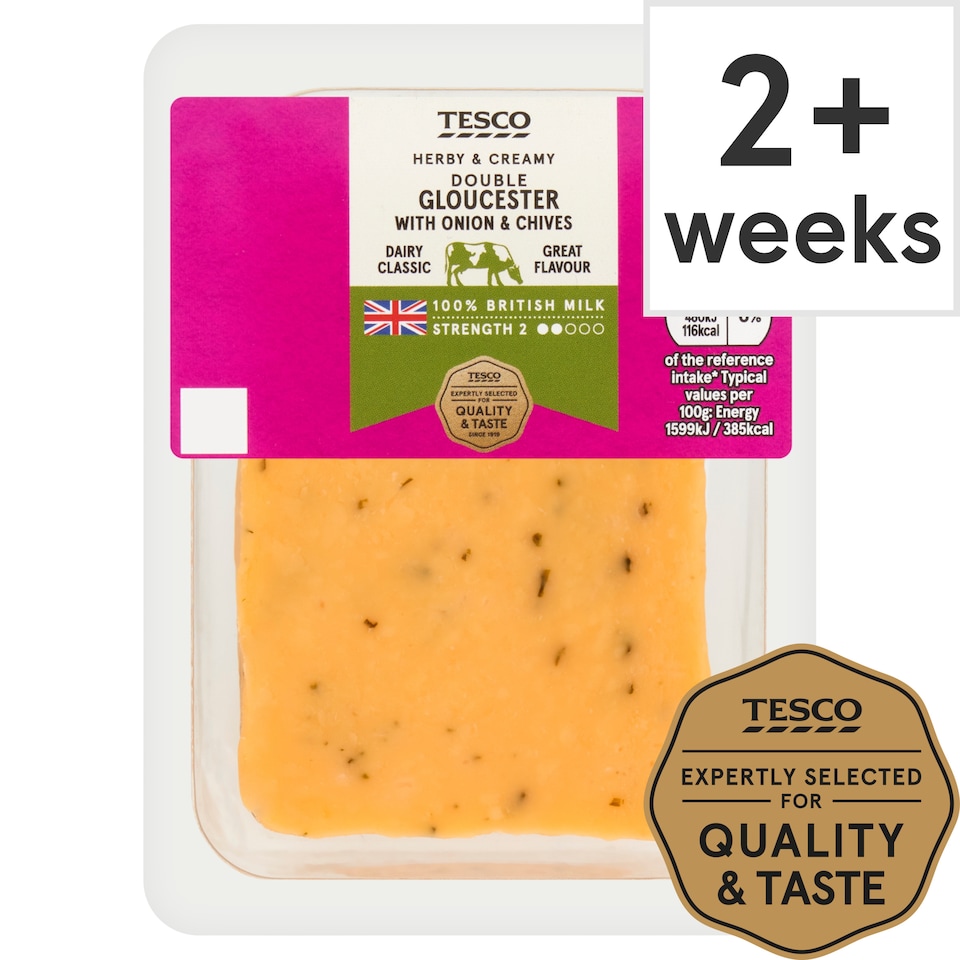 Tesco Double Gloucester Onion & Chives 200G