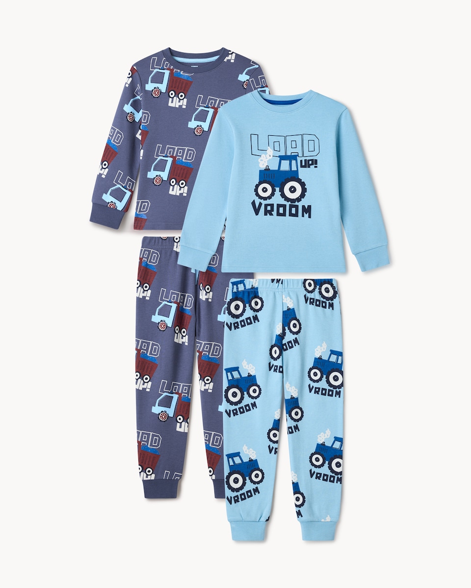 image 1 of F&F Boys 2-Pack Pure Cotton Printed Pyjama Sets in Multi