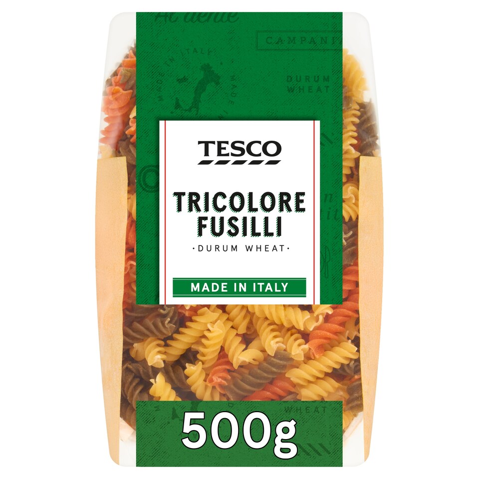 Tesco Tricolore Fusilli Pasta Twists 500G