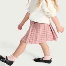 F&F Girls Check Print Pleated Skirt in Multi Pink