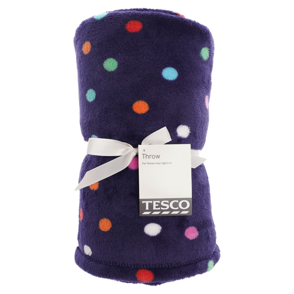 Tesco 12 Days Super Soft Throw Polka Dot