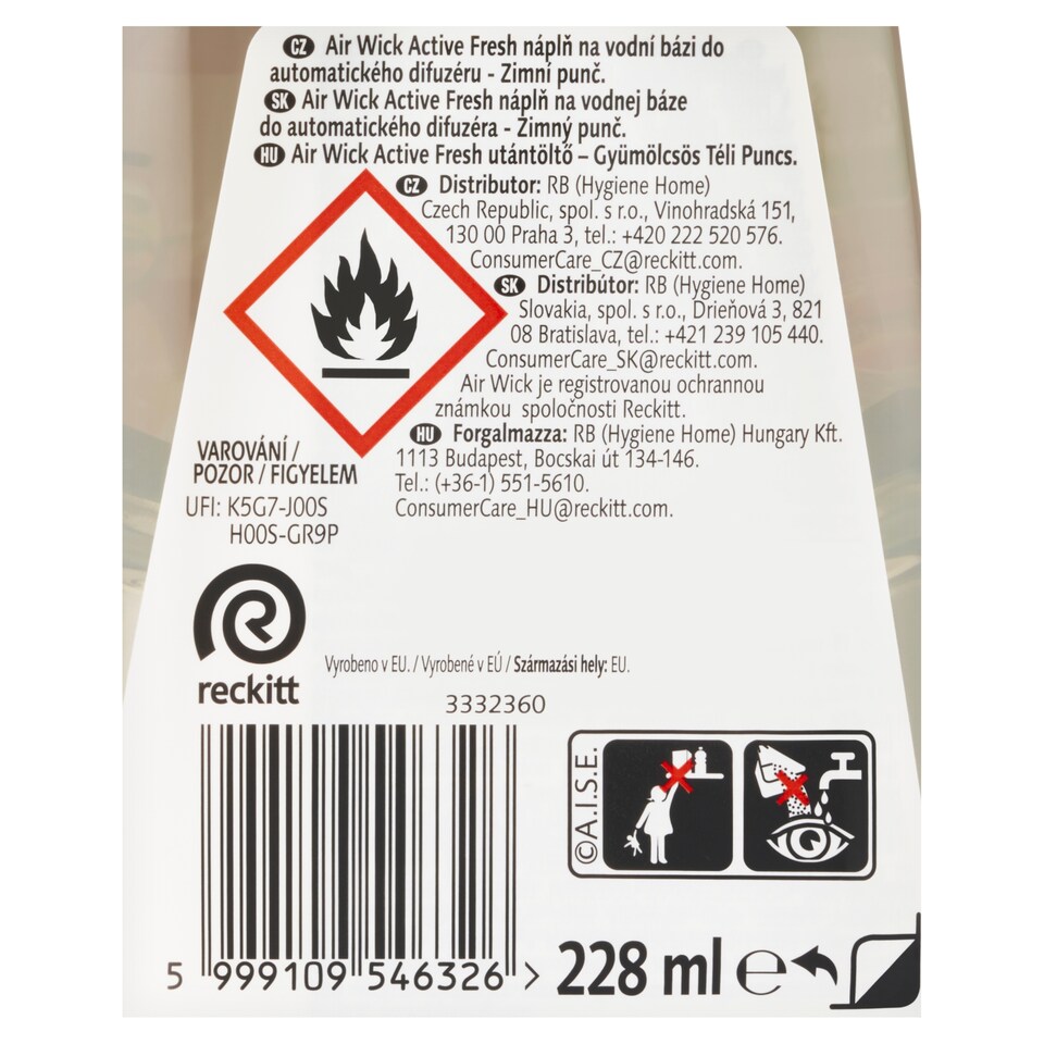 image 1 of Air Wick Active Fresh Water-Based Refill for Automatic Diffuser Winter Punch & Spices 228 ml