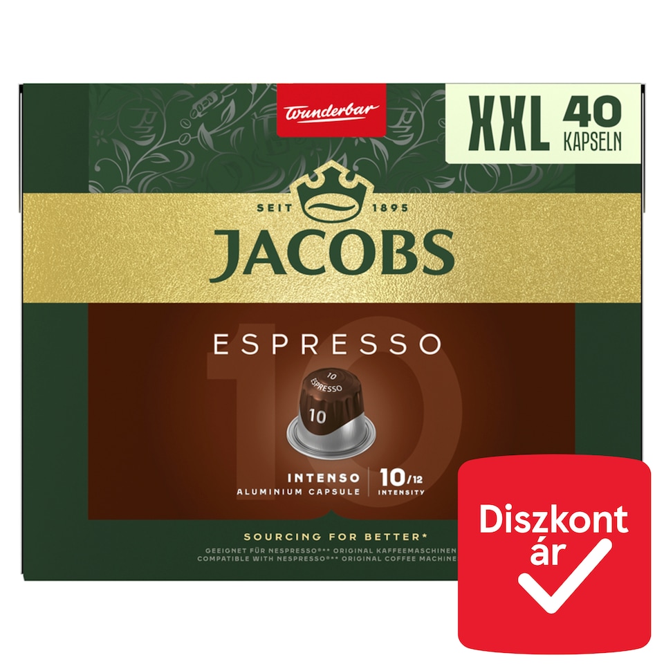 Jacobs Espresso Intenso őrölt-pörkölt kávé kapszulában 40 db 208 g  1. kép