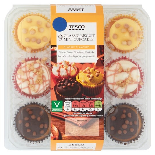 Tesco 9 Classic Biscuit Mini Cupcakes Tesco Groceries