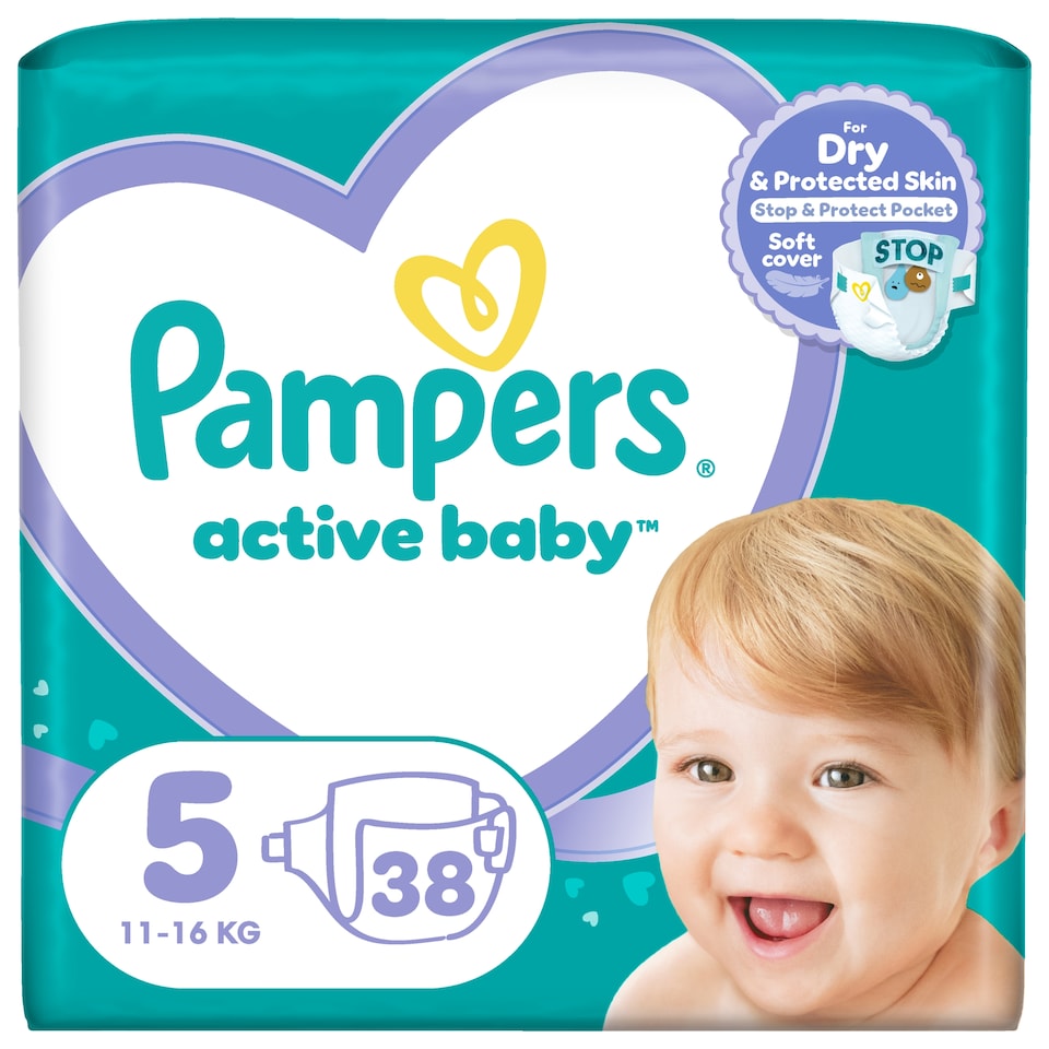 image 1 of Pampers Active Baby Size 5, 38 Nappies, 11kg-16kg