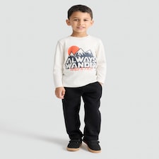 F&F Boys Cotton Rich Wide Leg Drawstring Joggers in Black