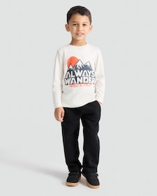F&F Boys Cotton Rich Wide Leg Drawstring Joggers in Black