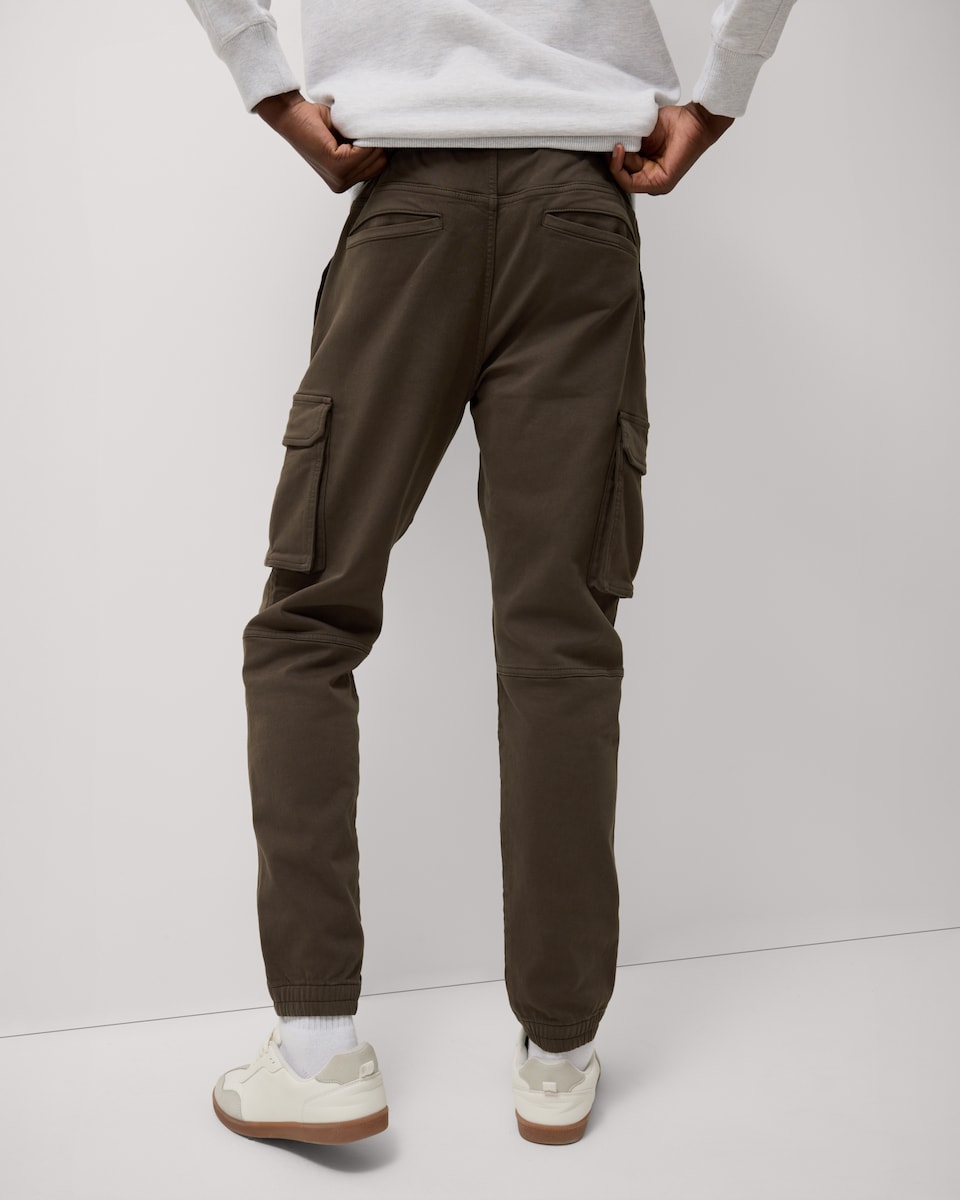 image 1 of F&F Cotton Rich Knitted Cargo Trousers in Brown