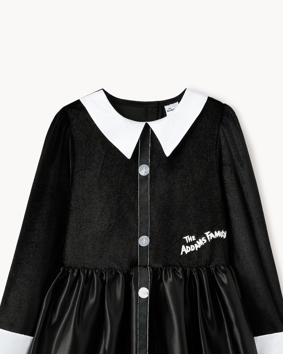 image 1 of Wednesday Addams 2-Piece Fancy Dress Costume in Black