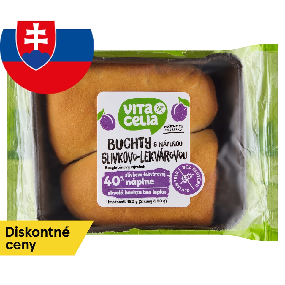 Vitacelia Buchty bezgluténové s náplňou slivkovo-lekvárovou 2 x 90 g (180 g)