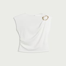 F&F Cotton Blend Metal Accent Top in Cream