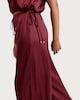 image 1 of F&F Satin Drawstring Co-ord Trousers in Burgundy