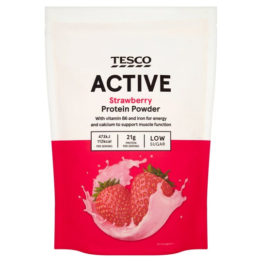 Tesco Active Strawberry Protein Powder 500G Tesco Groceries