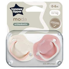 Tommee Tippee Moda Orthodontic Soothers 0-6m 2 Pack