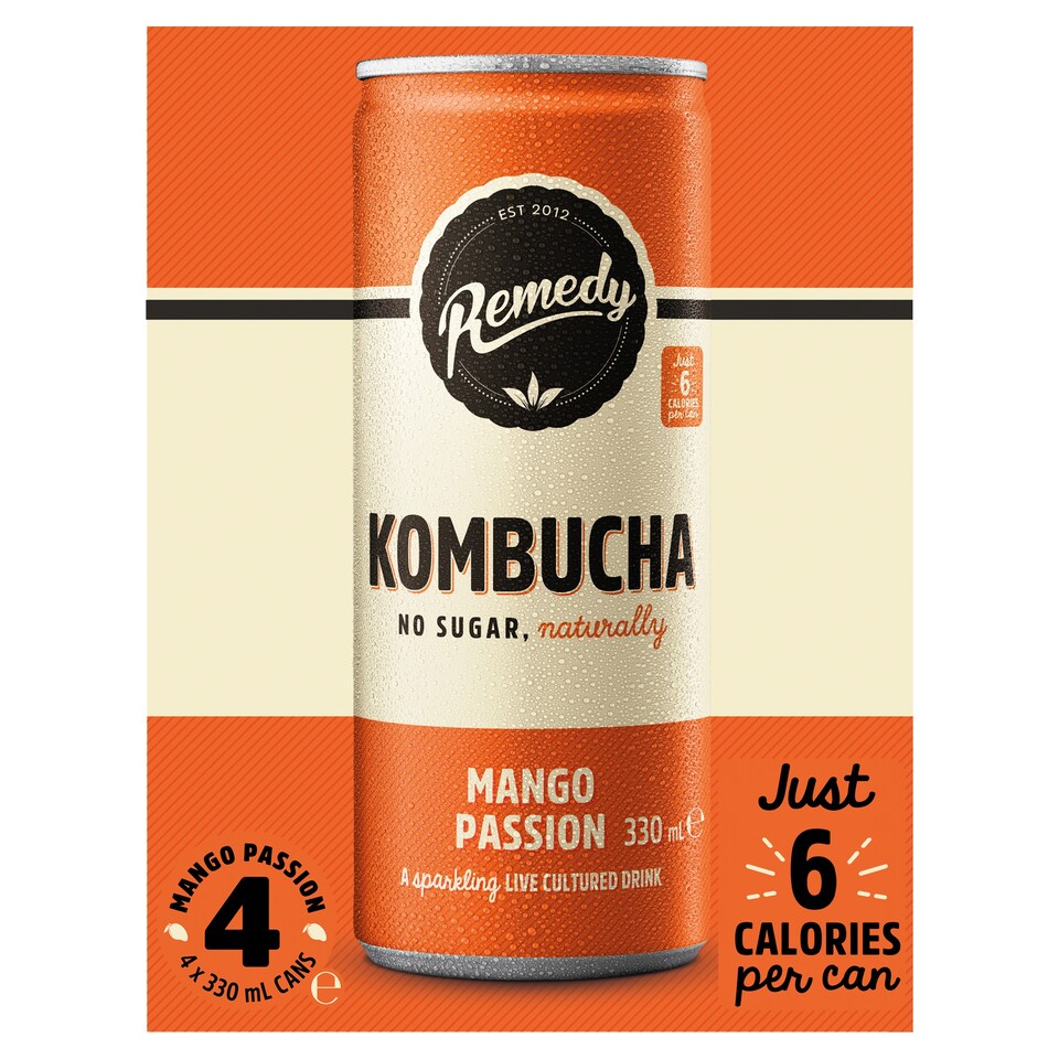 image 1 of Remedy Kombucha Mango Passion Drink 4 X 330Ml