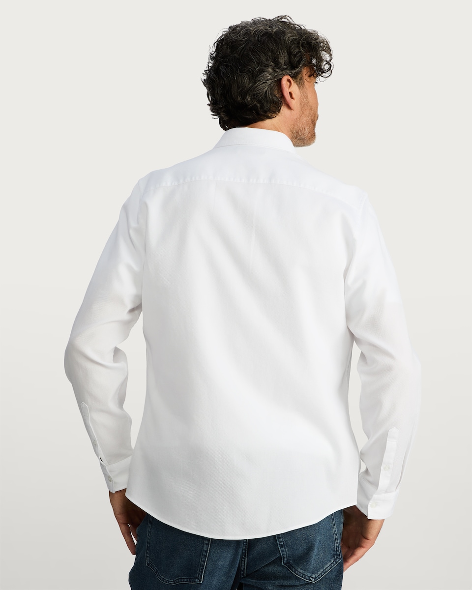 image 1 of F&F Pure Cotton Slim Fit Button Down Oxford Shirt in White