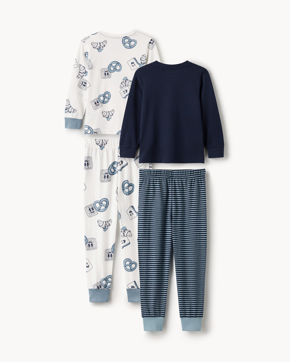 image 1 of F&F 2-Pack Pure Cotton Breakfast Club Pyjama Sets in Multi