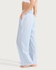 image 3 of F&F Pure Cotton Textured Striped Wide Leg Pyjama Bottoms in Multi Blue