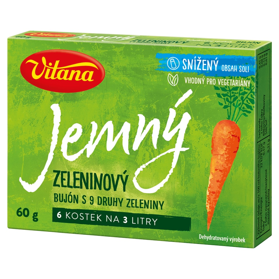 Vitana Jemný zeleninový bujón s 9 druhmi zeleniny 6 x 10 g (60 g)