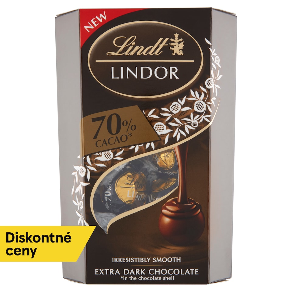 Lindt Lindor Extra horká čokoláda s jemnou tekutou náplňou 200 g