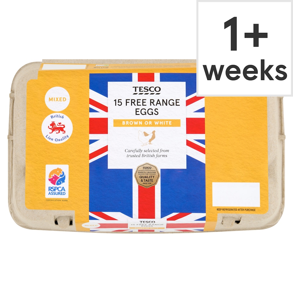 Tesco Mixed Sized Free Range Eggs 15 Pack