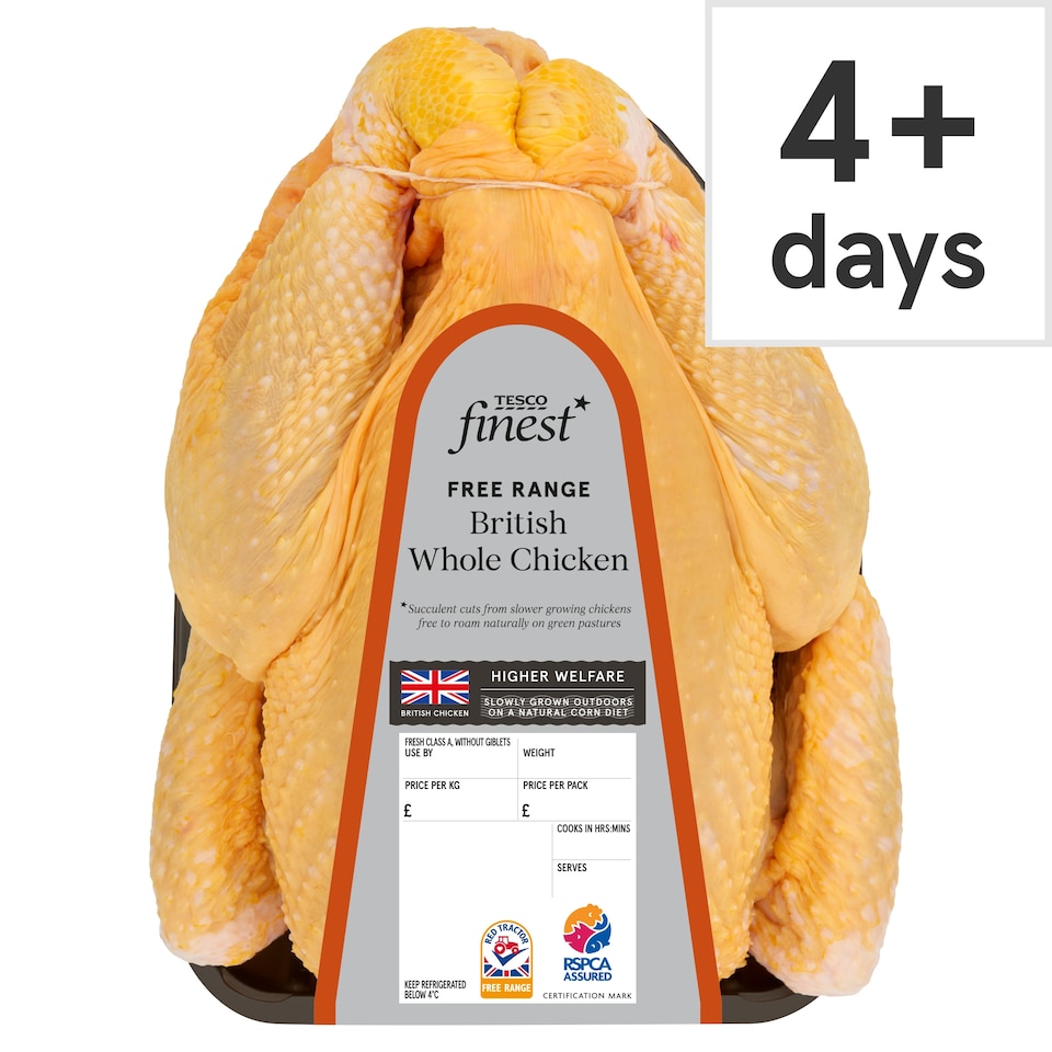Tesco Finest British Free Range Corn Fed Whole Chicken 1kg-2.3kg