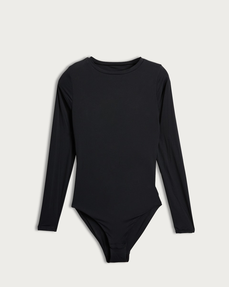 image 1 of F&F Contour Long Sleeved Bodysuit in Black