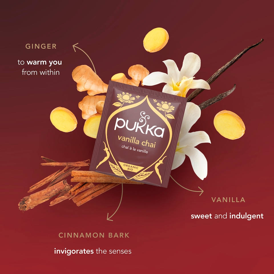 image 1 of Pukka Organic Vanilla Chai Tea 20 Herbal Tea Bags 40g