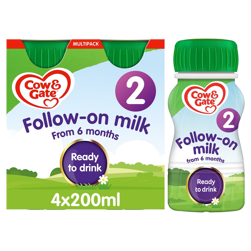 image 1 of Cow And Gate 2 Follow On Milk Multipack 4X200ml Ready To Feed Liquid