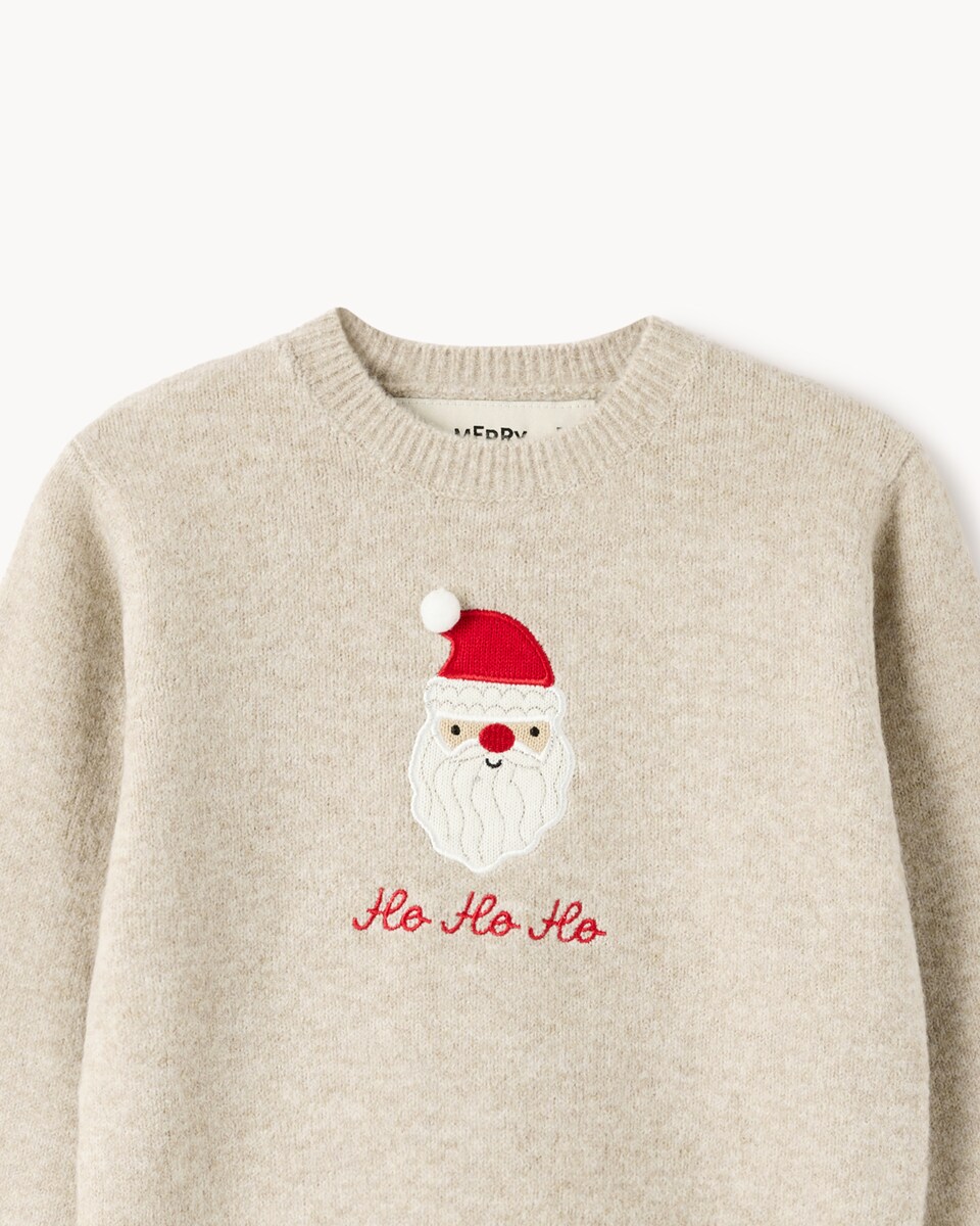 image 1 of Christmas Boys Santa Jumper in Neutral