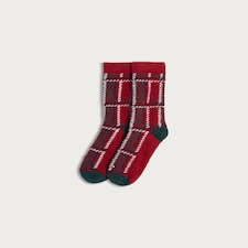 F&F Mens Check Matching Family Christmas Cosy Socks in Red