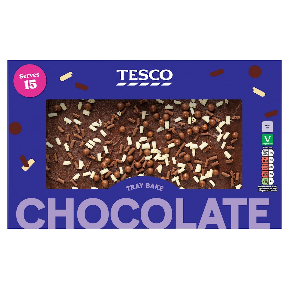 Tesco Chocolate Tray Bake - Belgian Chocolate Curls