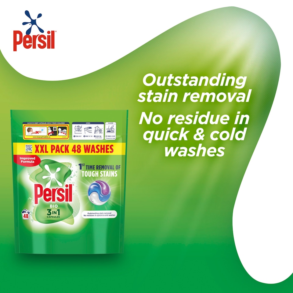 image 1 of Persil Bio 3 in 1 Laundry Washing Detergent Capsules 48 Washes 1012.8g