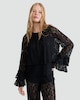 image 1 of F&F Lace Tiered Bell Sleeve Top in Black