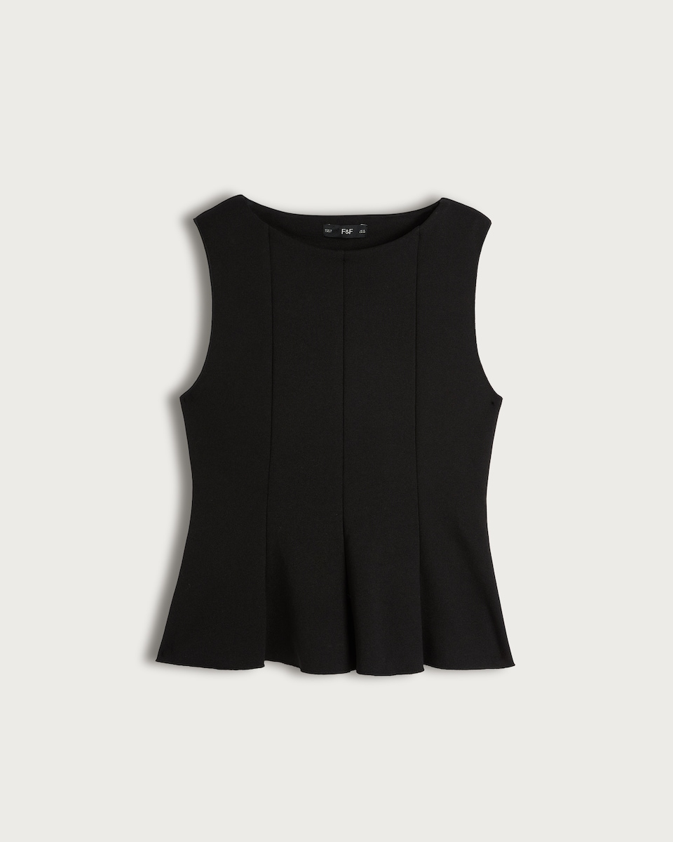 F&F Pleated Sleeveless Peplum Top in Black